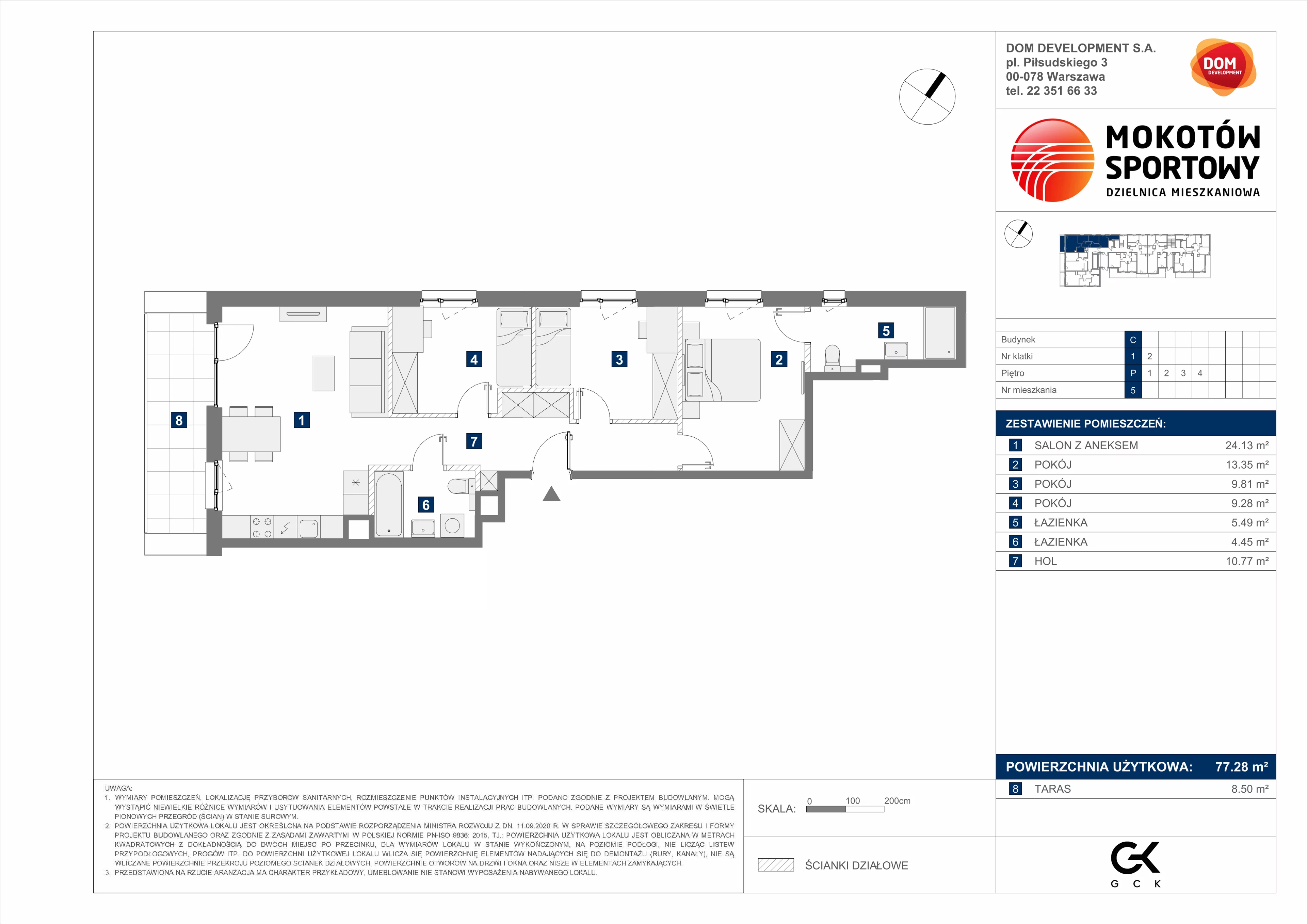 4 pokoje, mieszkanie 77,28 m², parter, oferta nr C/5, Mokotów Sportowy 1 B, Warszawa, Mokotów, Augustówka, ul. Antoniewska