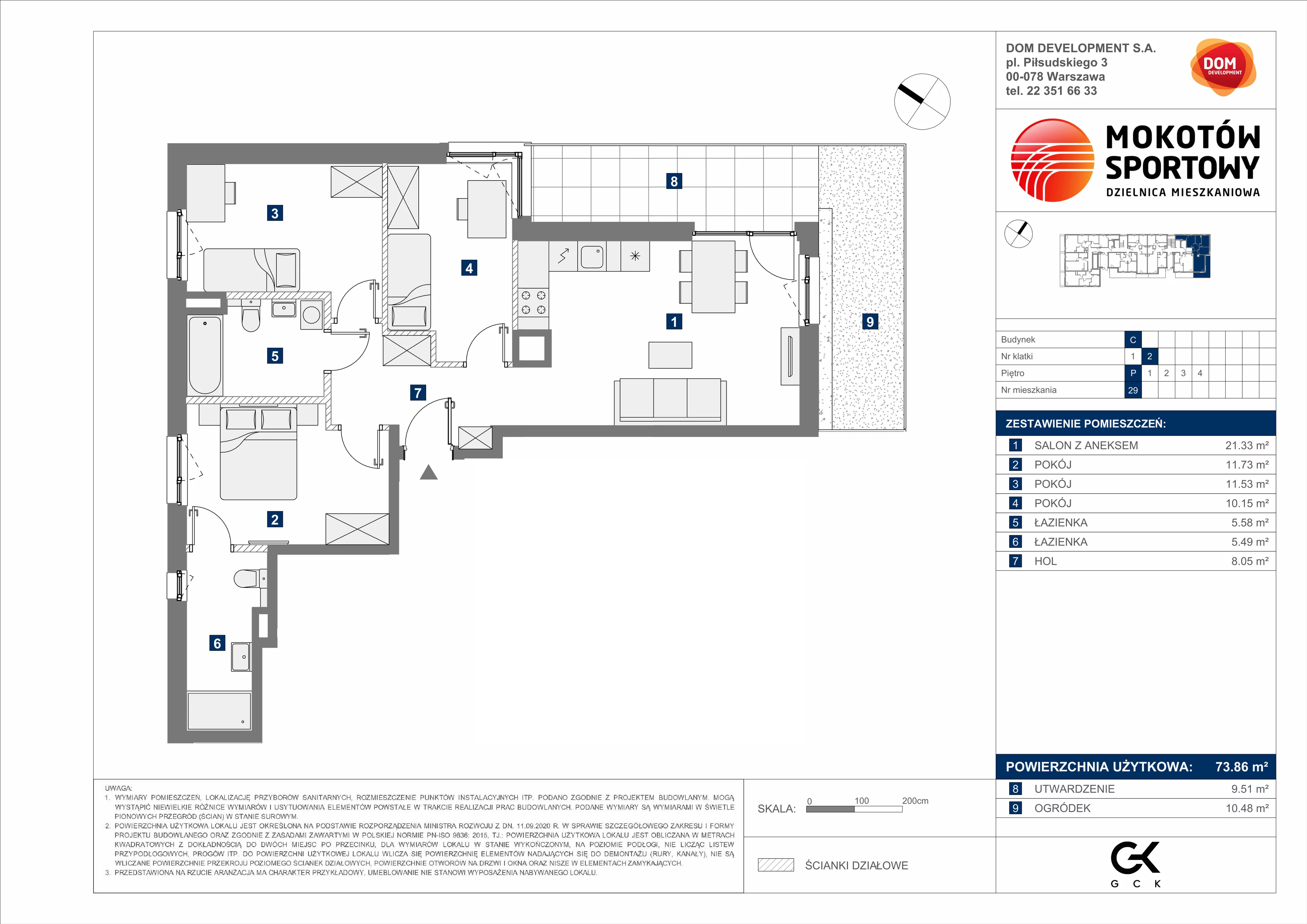 4 pokoje, mieszkanie 73,86 m², parter, oferta nr C/29, Mokotów Sportowy 1 B, Warszawa, Mokotów, Augustówka, ul. Antoniewska