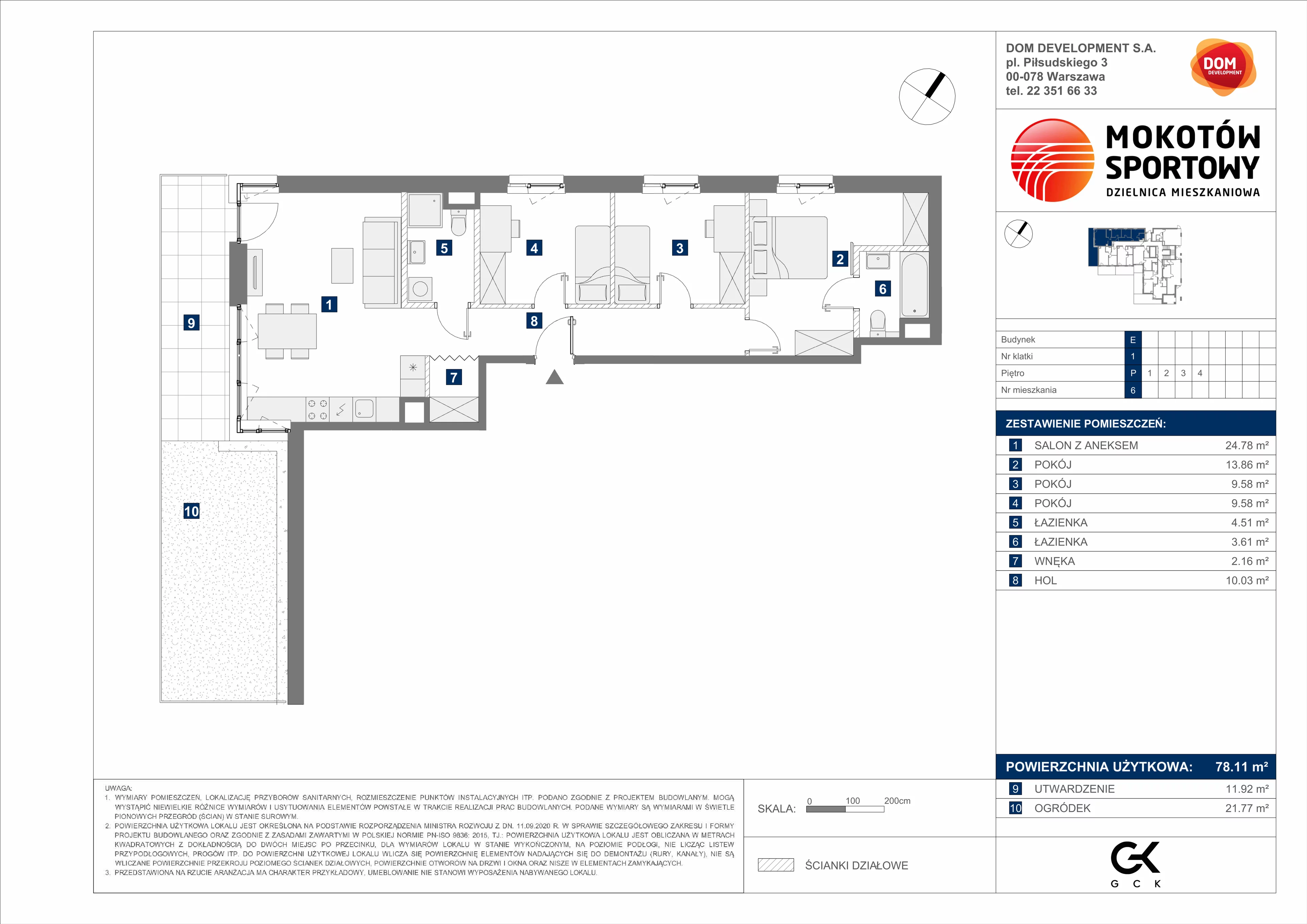 4 pokoje, mieszkanie 78,11 m², parter, oferta nr E/6, Mokotów Sportowy 1 B, Warszawa, Mokotów, Augustówka, ul. Antoniewska