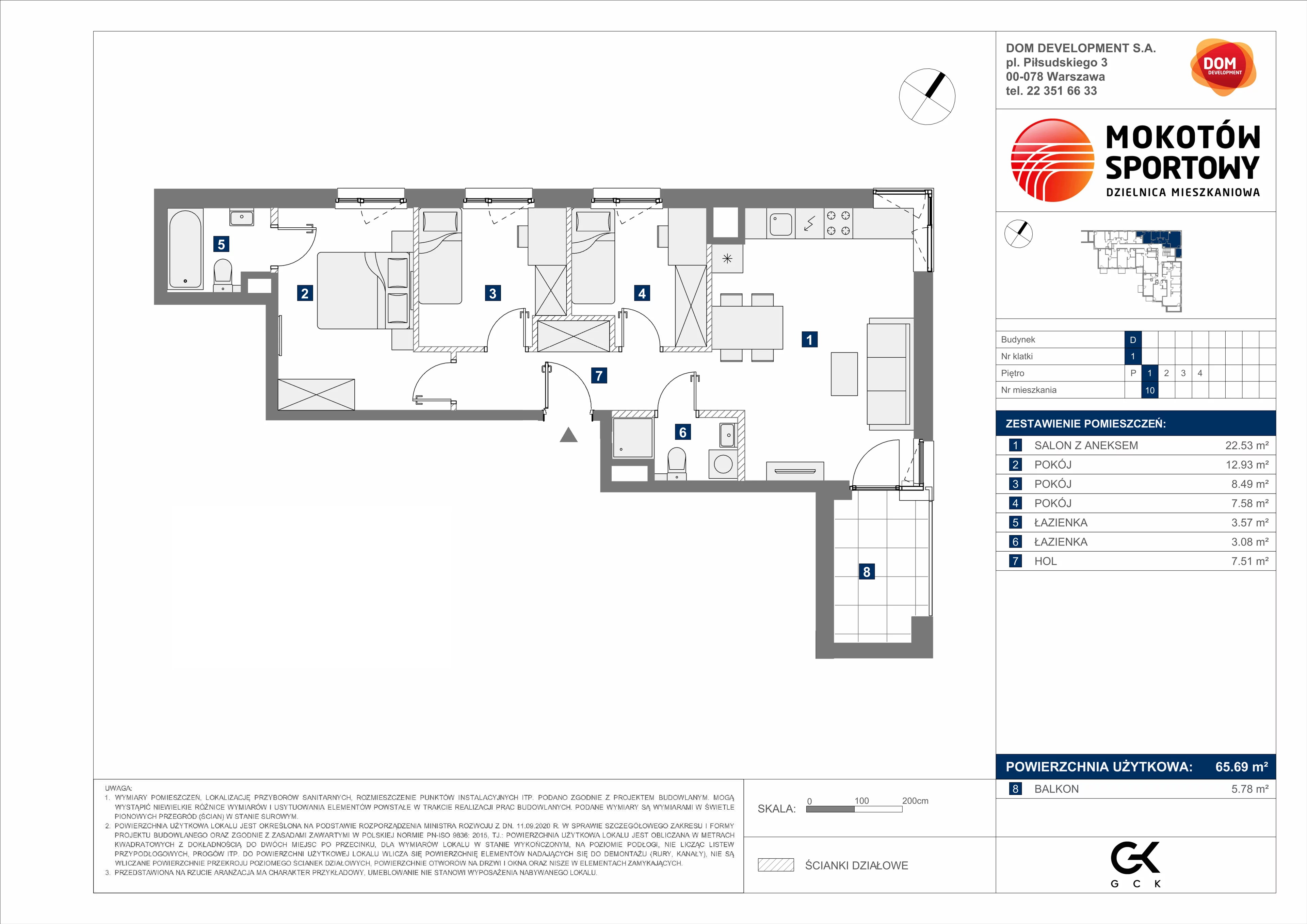 4 pokoje, mieszkanie 65,69 m², piętro 1, oferta nr D/10, Mokotów Sportowy 1 B, Warszawa, Mokotów, Augustówka, ul. Antoniewska