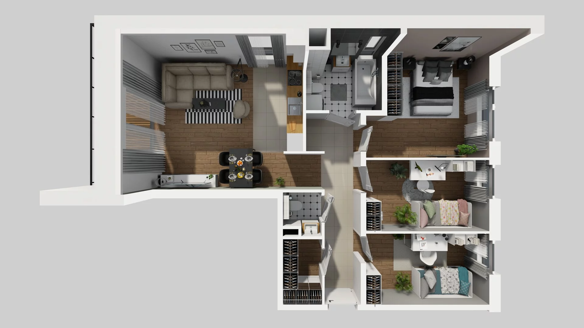 4 pokoje, mieszkanie 76,90 m², piętro 1, oferta nr N/6, Wille Biskupin etap 3, Wrocław, Biskupin-Sępolno-Dąbie-Bartoszowice, Śródmieście, ul. Braci Gierymskich