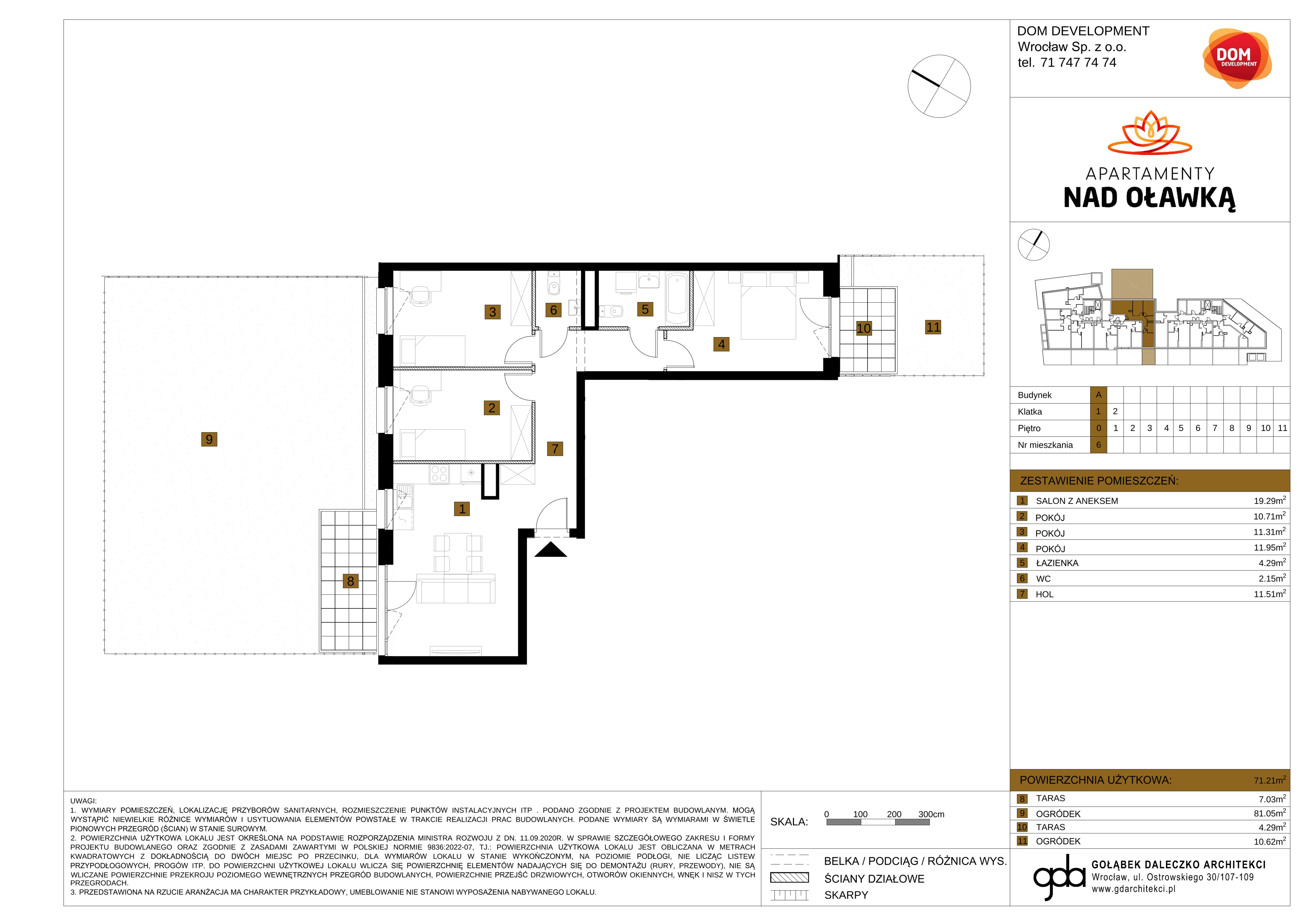 4 pokoje, mieszkanie 71,21 m², parter, oferta nr A/6, Apartamenty nad Oławką, Wrocław, Przedmieście Oławskie, Krzyki, ul. Krakowska 98