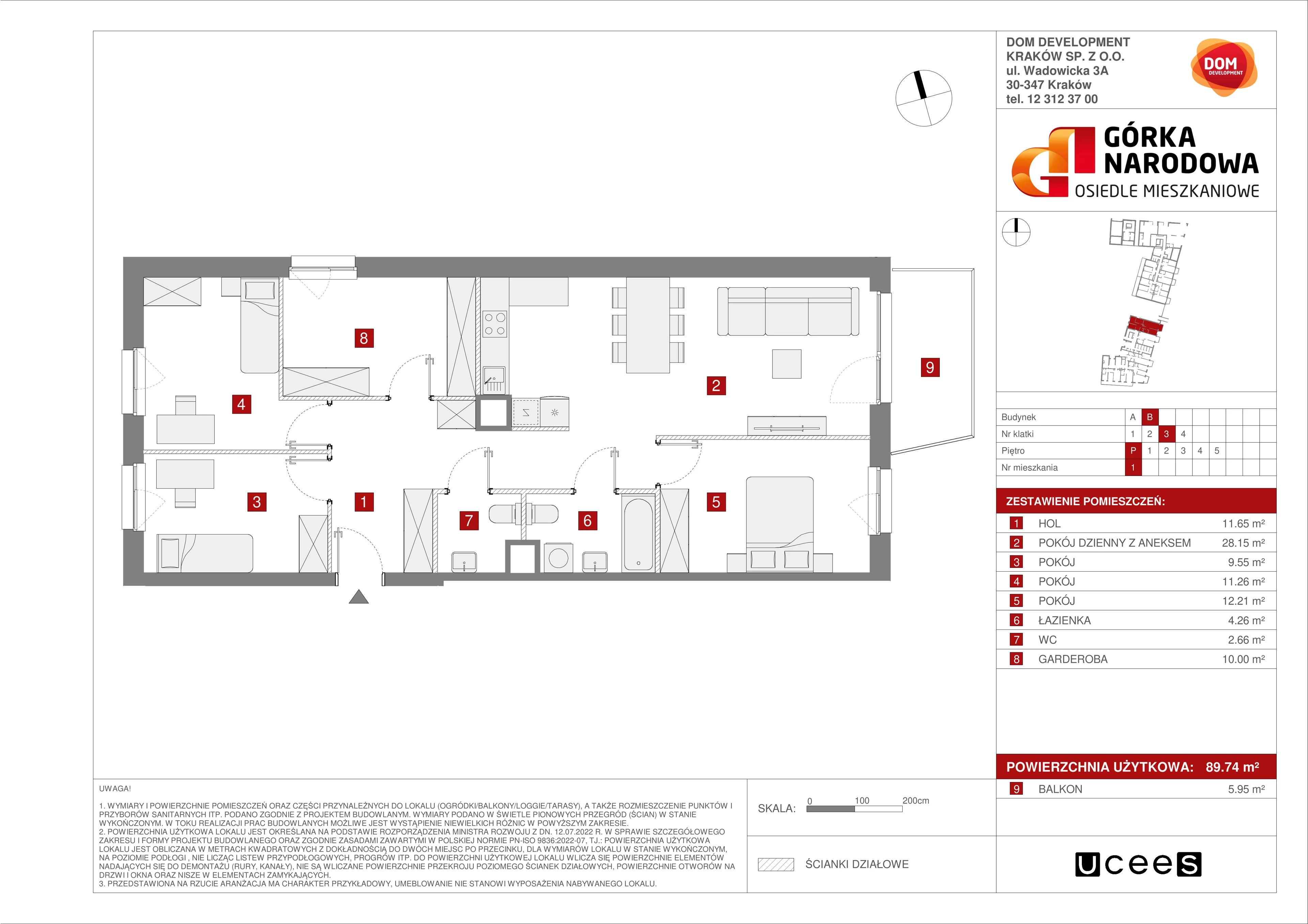 4 pokoje, mieszkanie 89,74 m², parter, oferta nr B/1, Osiedle Górka Narodowa etap 5, Kraków, Prądnik Biały, Górka Narodowa, ul. Papierni Prądnickich