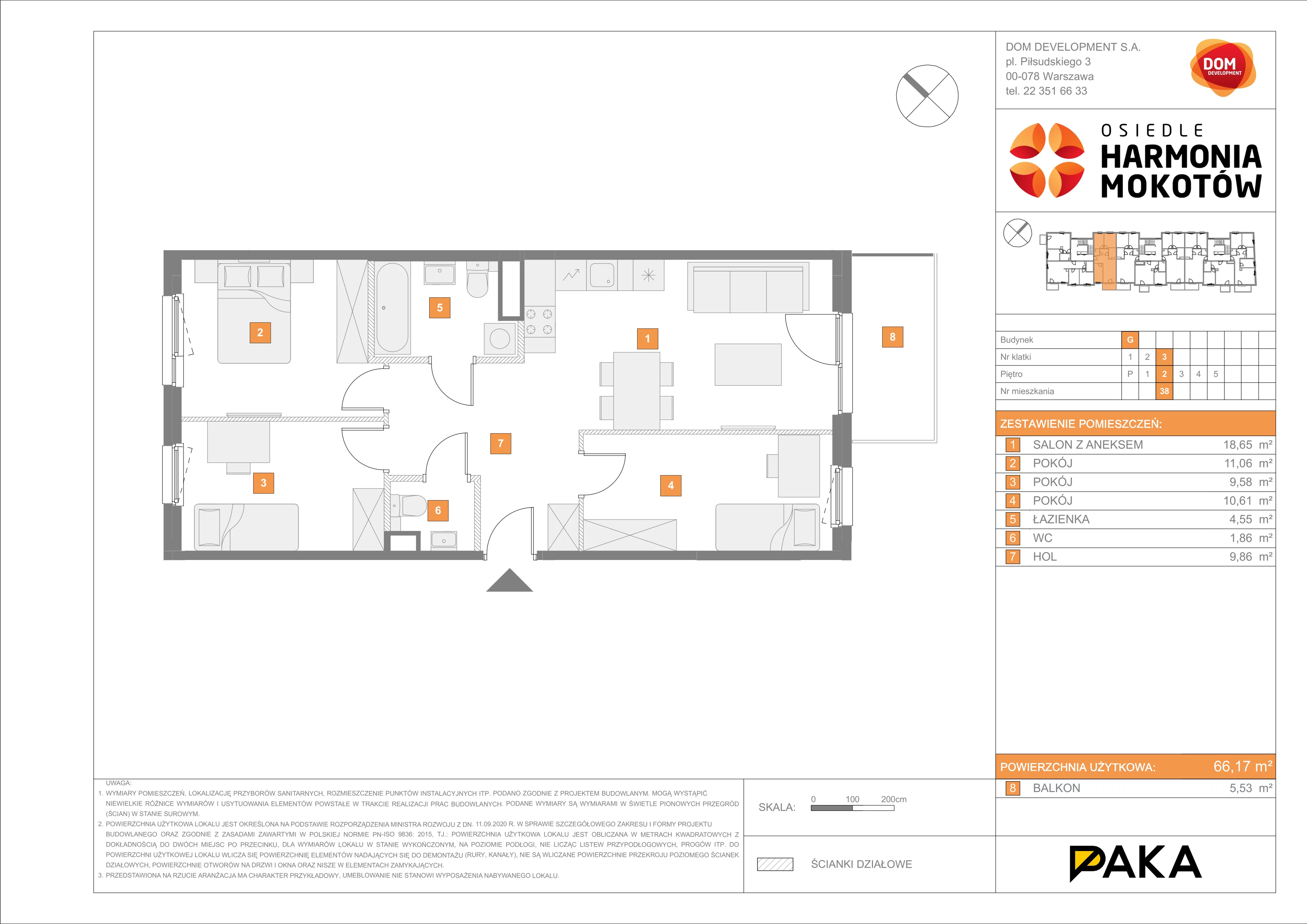 Mieszkanie 66,17 m², piętro 2, oferta nr G/38, Harmonia Mokotów, Warszawa, Mokotów, Siekierki, al. Polski Walczącej / Józefa Becka-idx