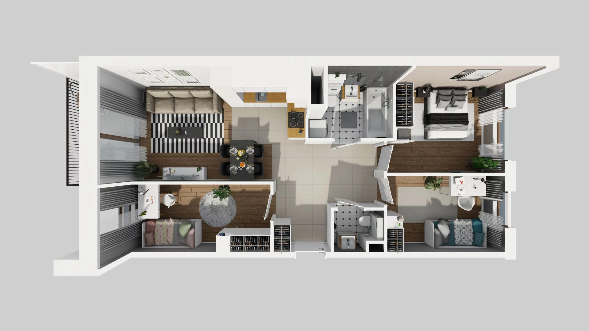 4 pokoje, mieszkanie 66,17 m², piętro 1, oferta nr E/55, Harmonia Mokotów, Warszawa, Mokotów, Siekierki, al. Polski Walczącej / Józefa Becka