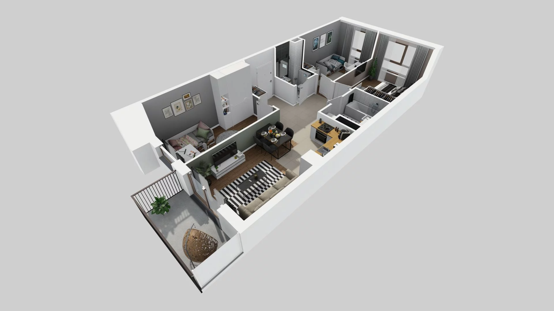 4 pokoje, mieszkanie 66,17 m², piętro 1, oferta nr E/70, Harmonia Mokotów, Warszawa, Mokotów, Siekierki, al. Polski Walczącej / Józefa Becka