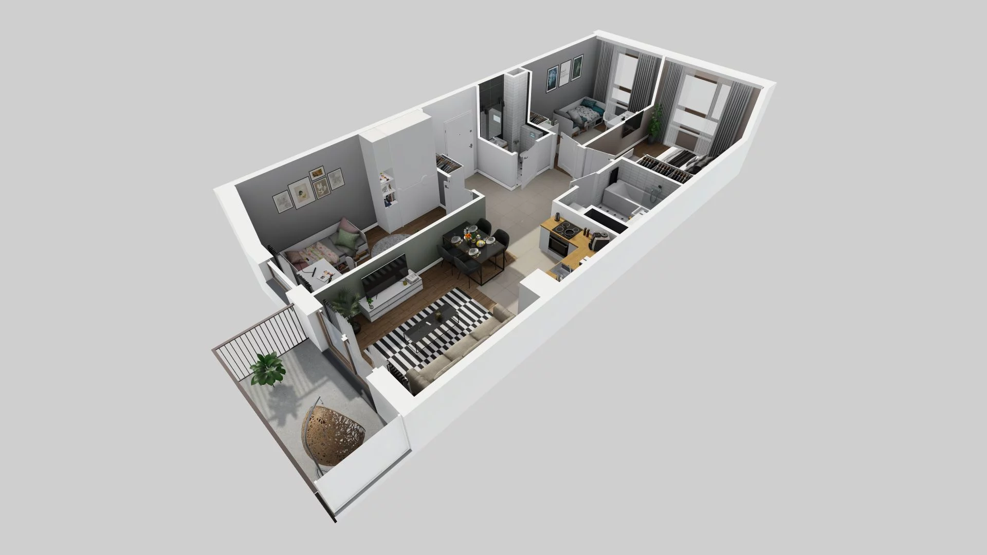 4 pokoje, mieszkanie 66,17 m², piętro 3, oferta nr E/93, Harmonia Mokotów, Warszawa, Mokotów, Siekierki, al. Polski Walczącej / Józefa Becka