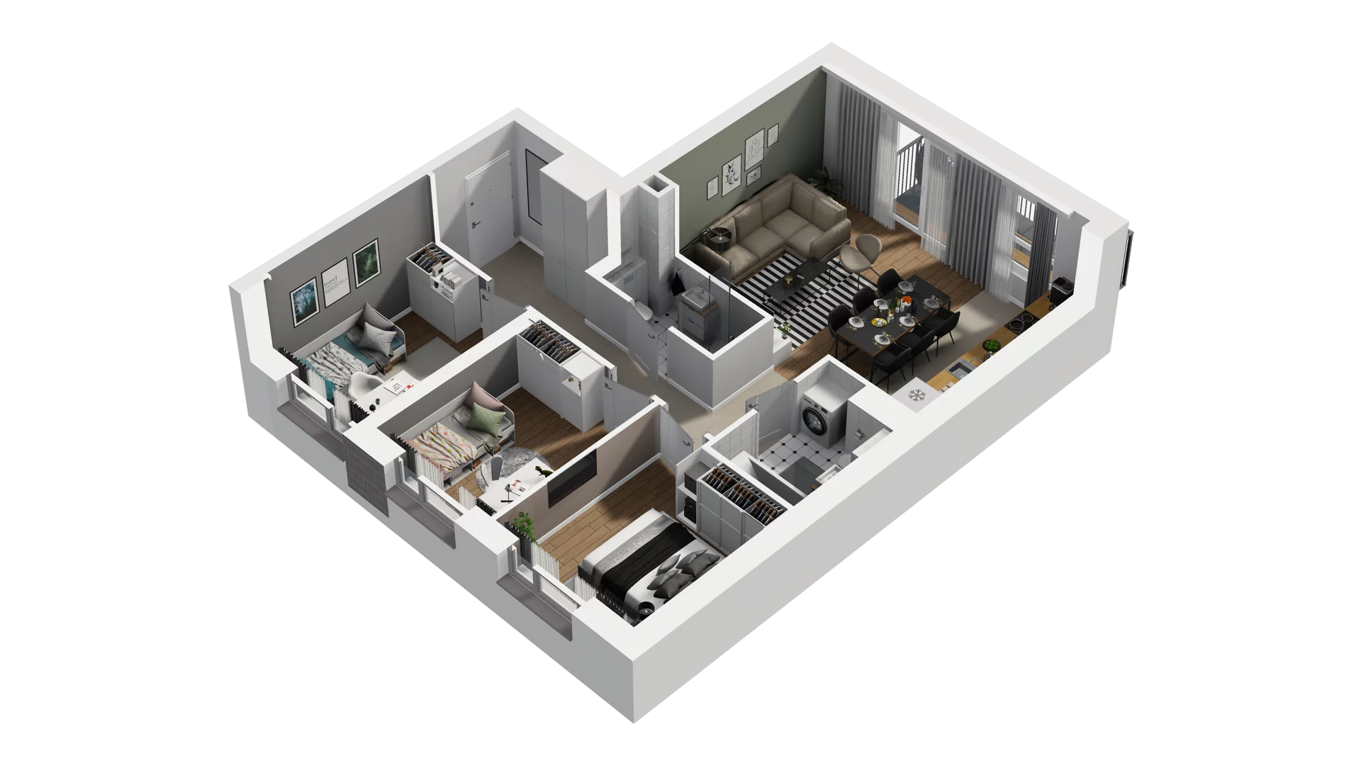 4 pokoje, mieszkanie 68,66 m², piętro 1, oferta nr B2/13, Osiedle Arkadia, Wrocław, Polanowice-Poświętne-Ligota, Poświętne, ul. Ramiszowska 6