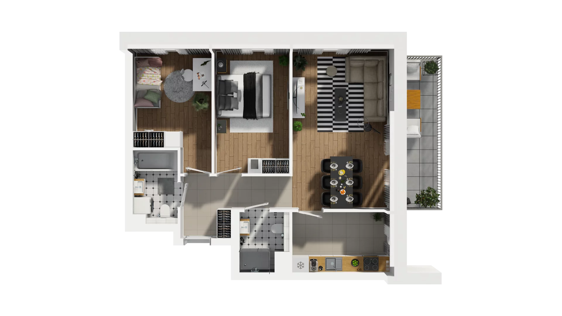4 pokoje, mieszkanie 66,26 m², piętro 1, oferta nr B2/20, Osiedle Arkadia, Wrocław, Polanowice-Poświętne-Ligota, Poświętne, ul. Ramiszowska 6