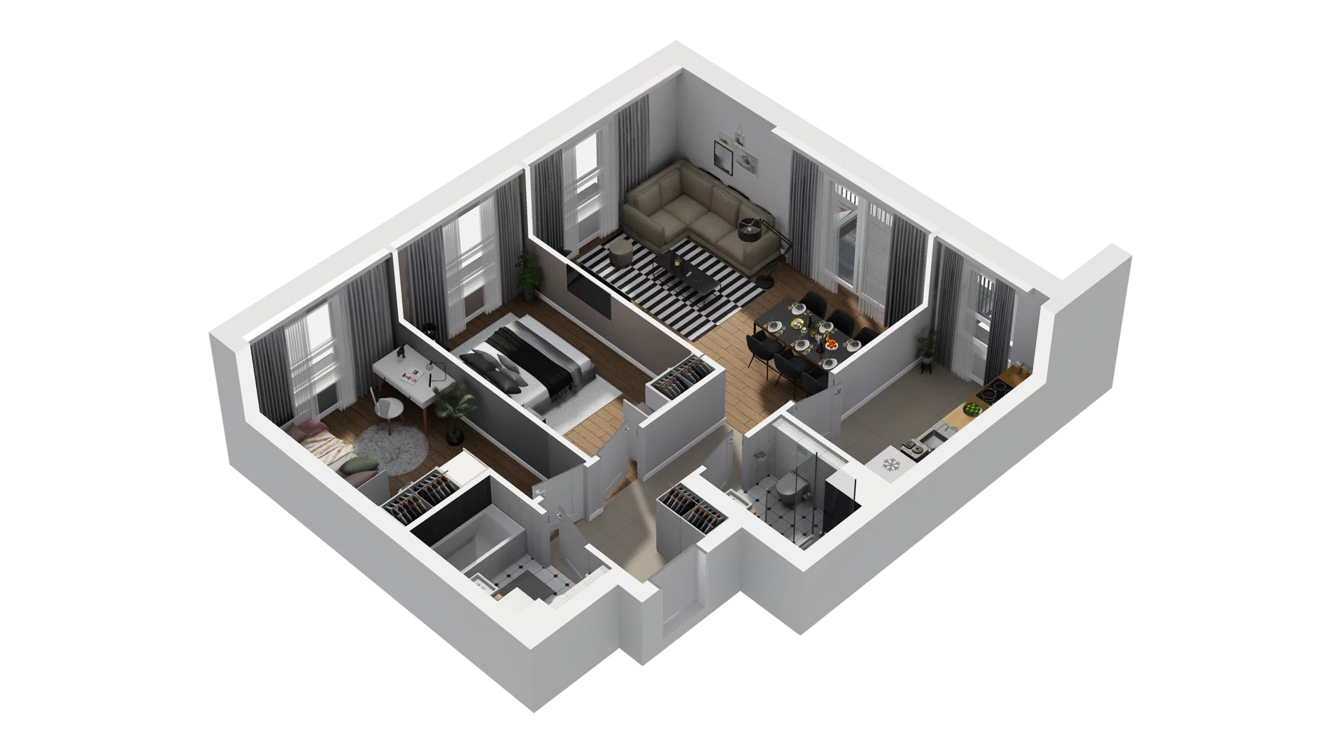 4 pokoje, mieszkanie 66,26 m², piętro 1, oferta nr B2/20, Osiedle Arkadia, Wrocław, Polanowice-Poświętne-Ligota, Poświętne, ul. Ramiszowska 6