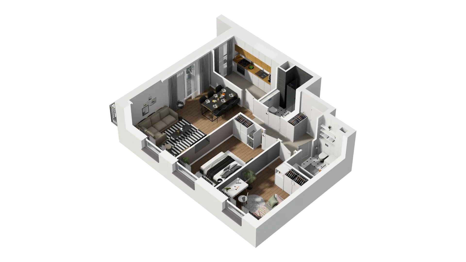 4 pokoje, mieszkanie 66,26 m², piętro 1, oferta nr B2/20, Osiedle Arkadia, Wrocław, Polanowice-Poświętne-Ligota, Poświętne, ul. Ramiszowska 6