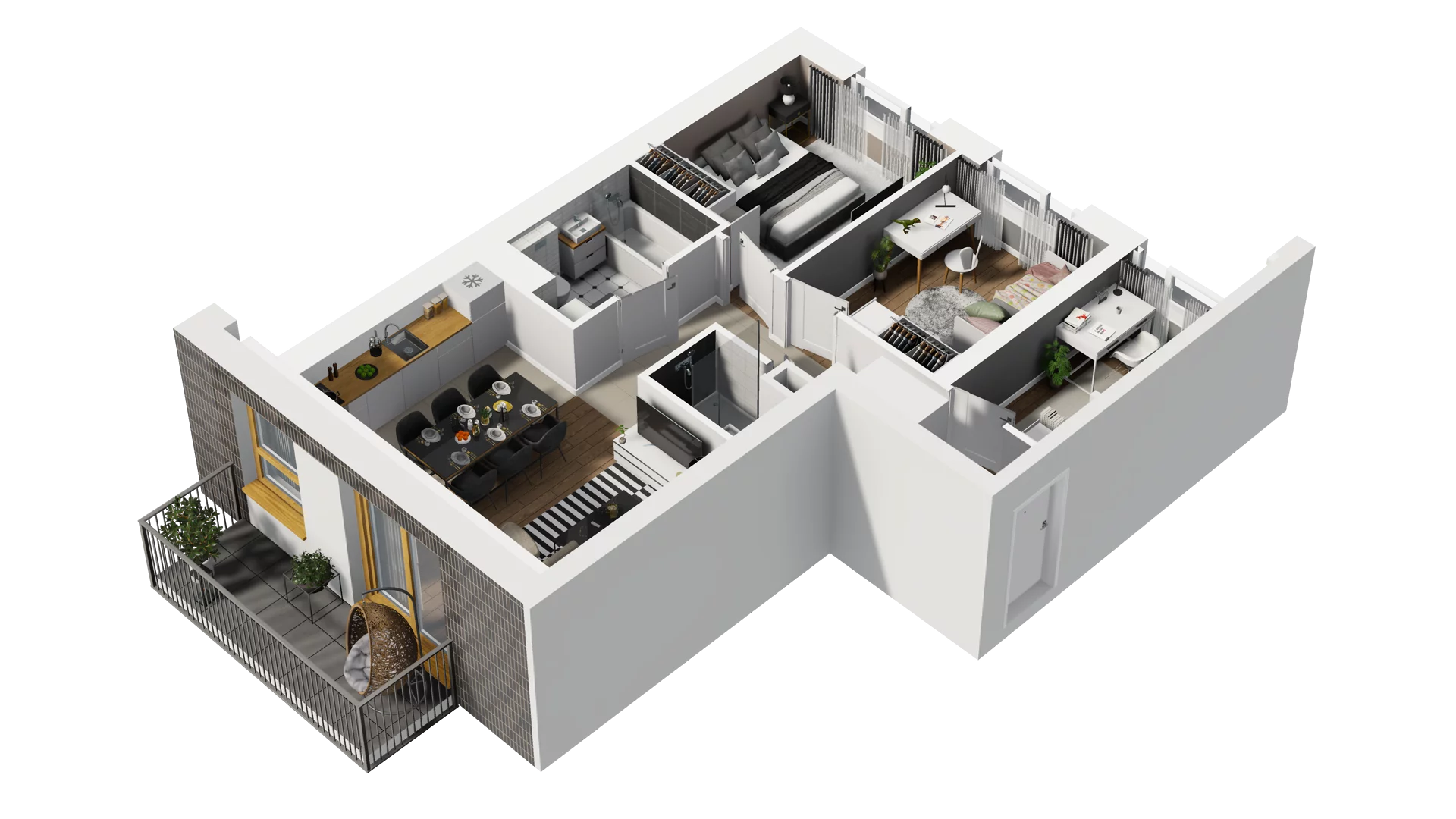 4 pokoje, mieszkanie 70,41 m², piętro 2, oferta nr B2/25, Osiedle Arkadia, Wrocław, Polanowice-Poświętne-Ligota, Poświętne, ul. Ramiszowska 6
