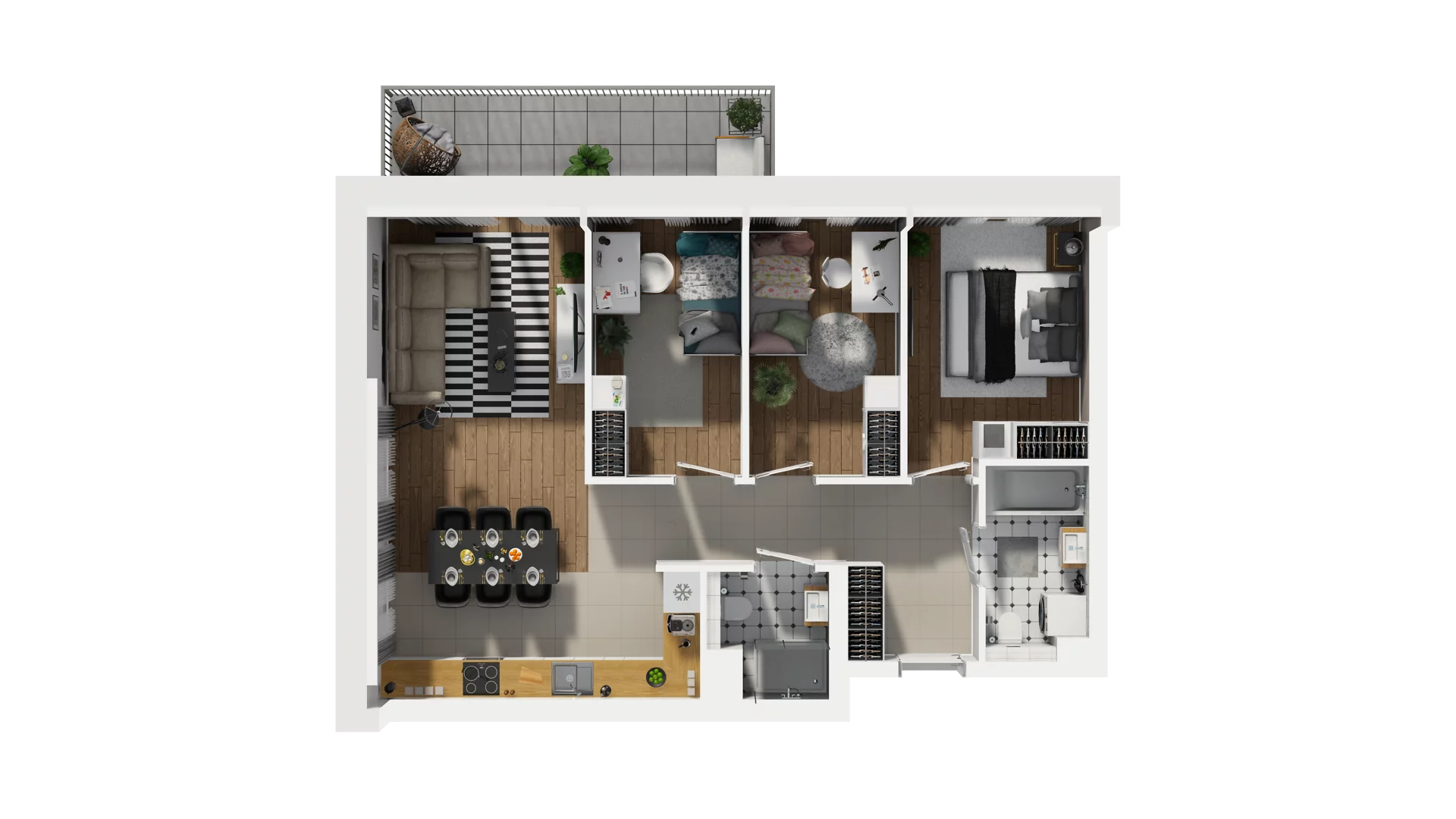 4 pokoje, mieszkanie 72,51 m², piętro 3, oferta nr B2/47, Osiedle Arkadia, Wrocław, Polanowice-Poświętne-Ligota, Poświętne, ul. Ramiszowska 6