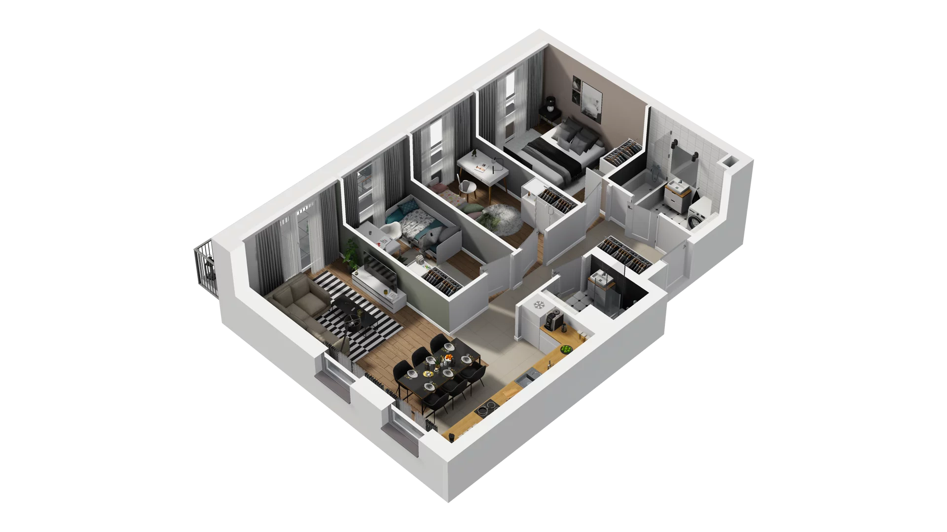 4 pokoje, mieszkanie 72,51 m², piętro 3, oferta nr B2/47, Osiedle Arkadia, Wrocław, Polanowice-Poświętne-Ligota, Poświętne, ul. Ramiszowska 6