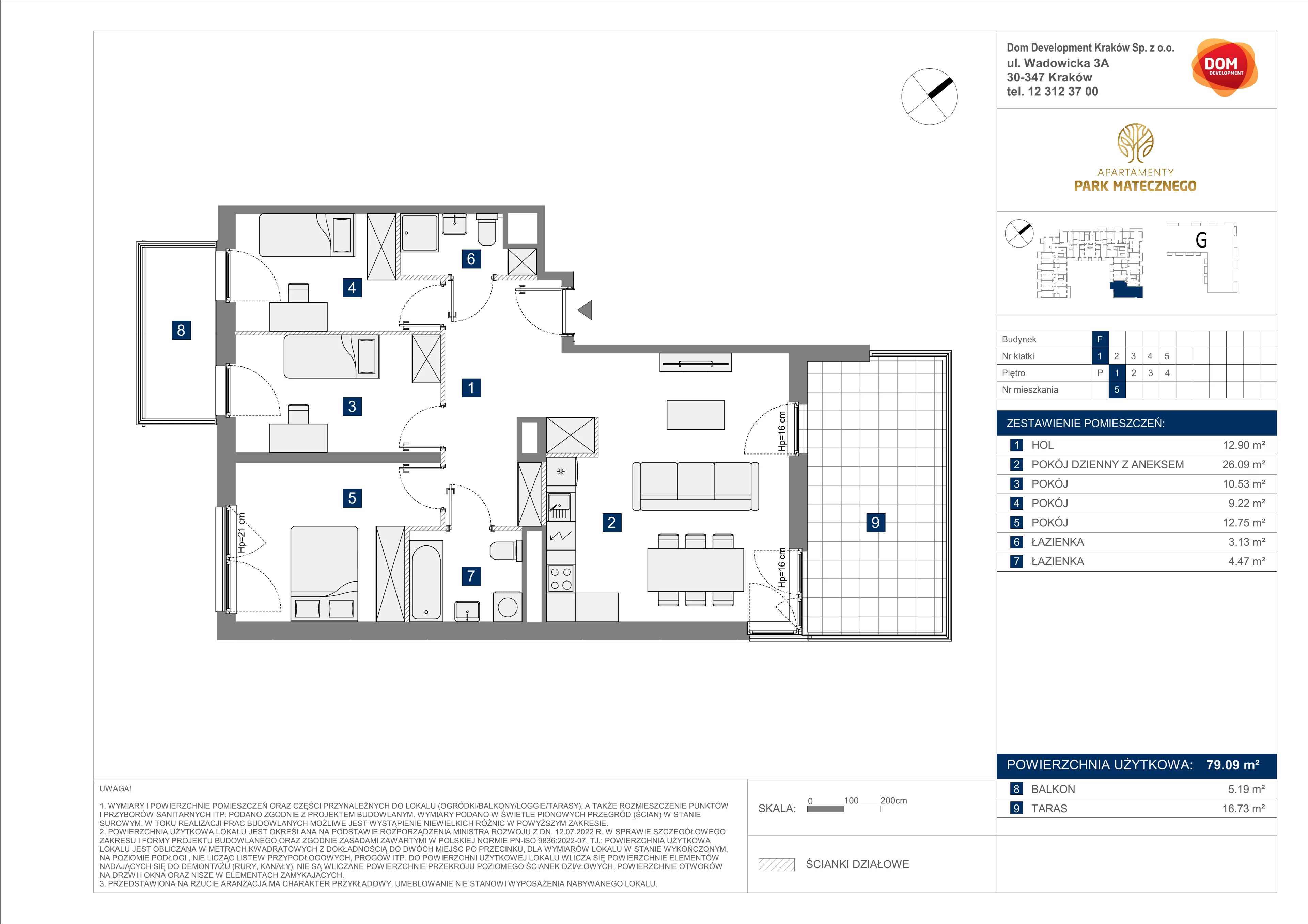 4 pokoje, apartament 79,09 m², piętro 1, oferta nr F/5, Apartamenty Park Matecznego bud. F i G, Kraków, Podgórze, Mateczny, ul. Rydlówka / Nowoorawska