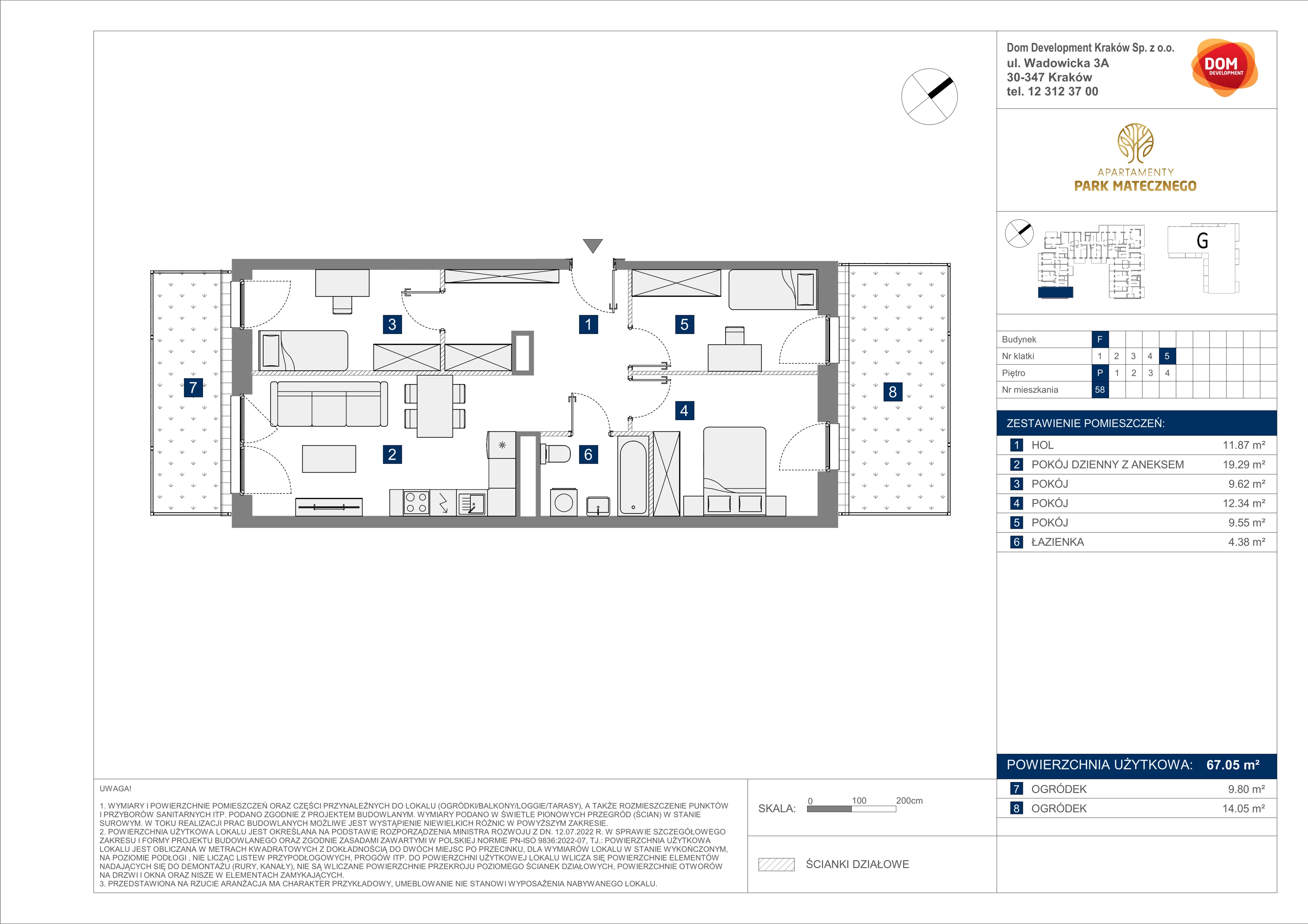 4 pokoje, apartament 67,05 m², parter, oferta nr F/58, Apartamenty Park Matecznego bud. F i G, Kraków, Podgórze, Mateczny, ul. Rydlówka / Nowoorawska