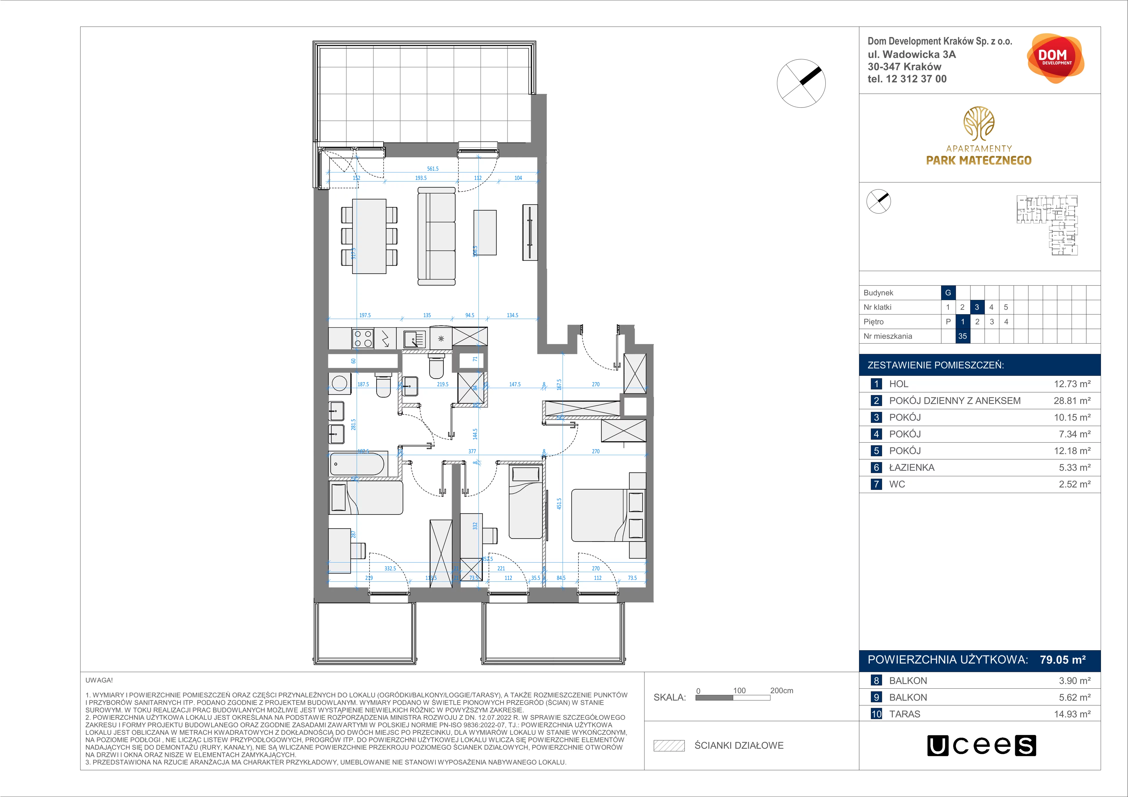 4 pokoje, apartament 79,05 m², piętro 1, oferta nr G/35, Apartamenty Park Matecznego bud. F i G, Kraków, Podgórze, Mateczny, ul. Rydlówka / Nowoorawska