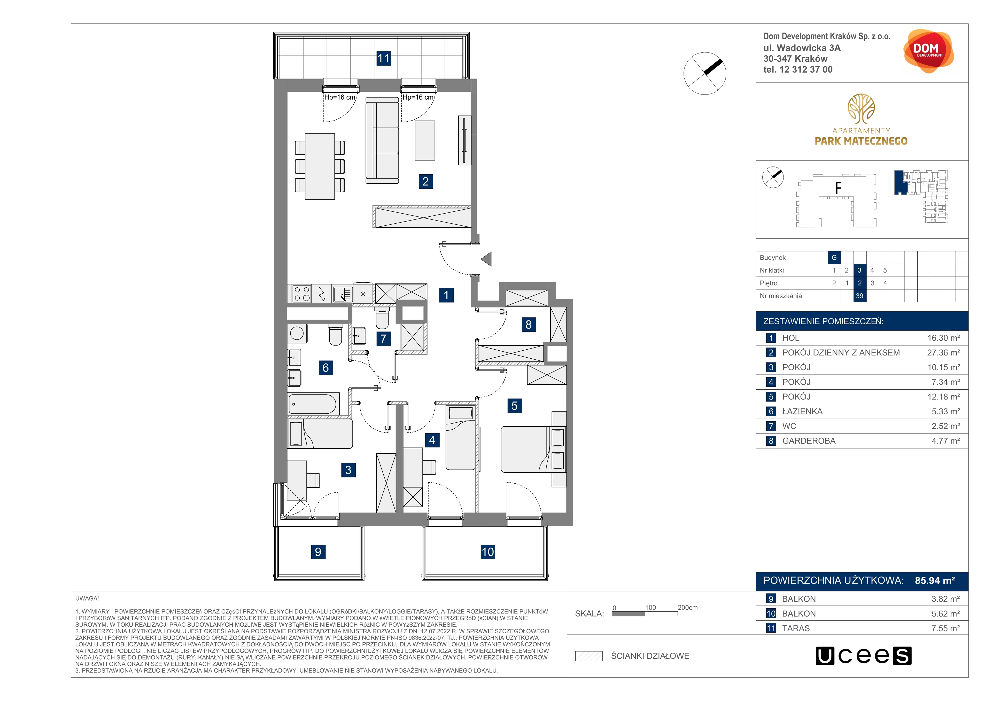 4 pokoje, apartament 85,94 m², piętro 2, oferta nr G/39, Apartamenty Park Matecznego bud. F i G, Kraków, Podgórze, Mateczny, ul. Rydlówka / Nowoorawska