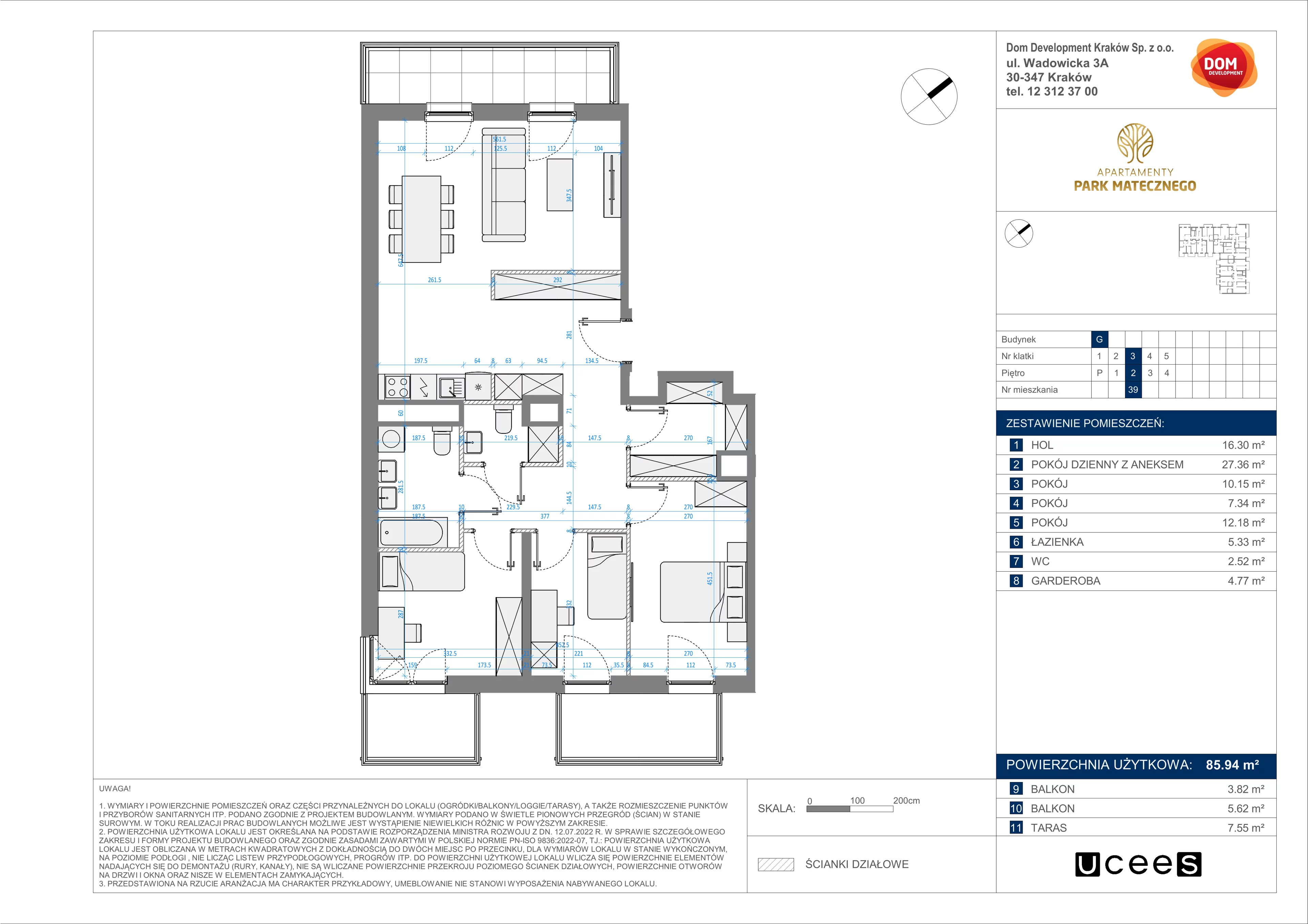 4 pokoje, apartament 85,94 m², piętro 2, oferta nr G/39, Apartamenty Park Matecznego bud. F i G, Kraków, Podgórze, Mateczny, ul. Rydlówka / Nowoorawska