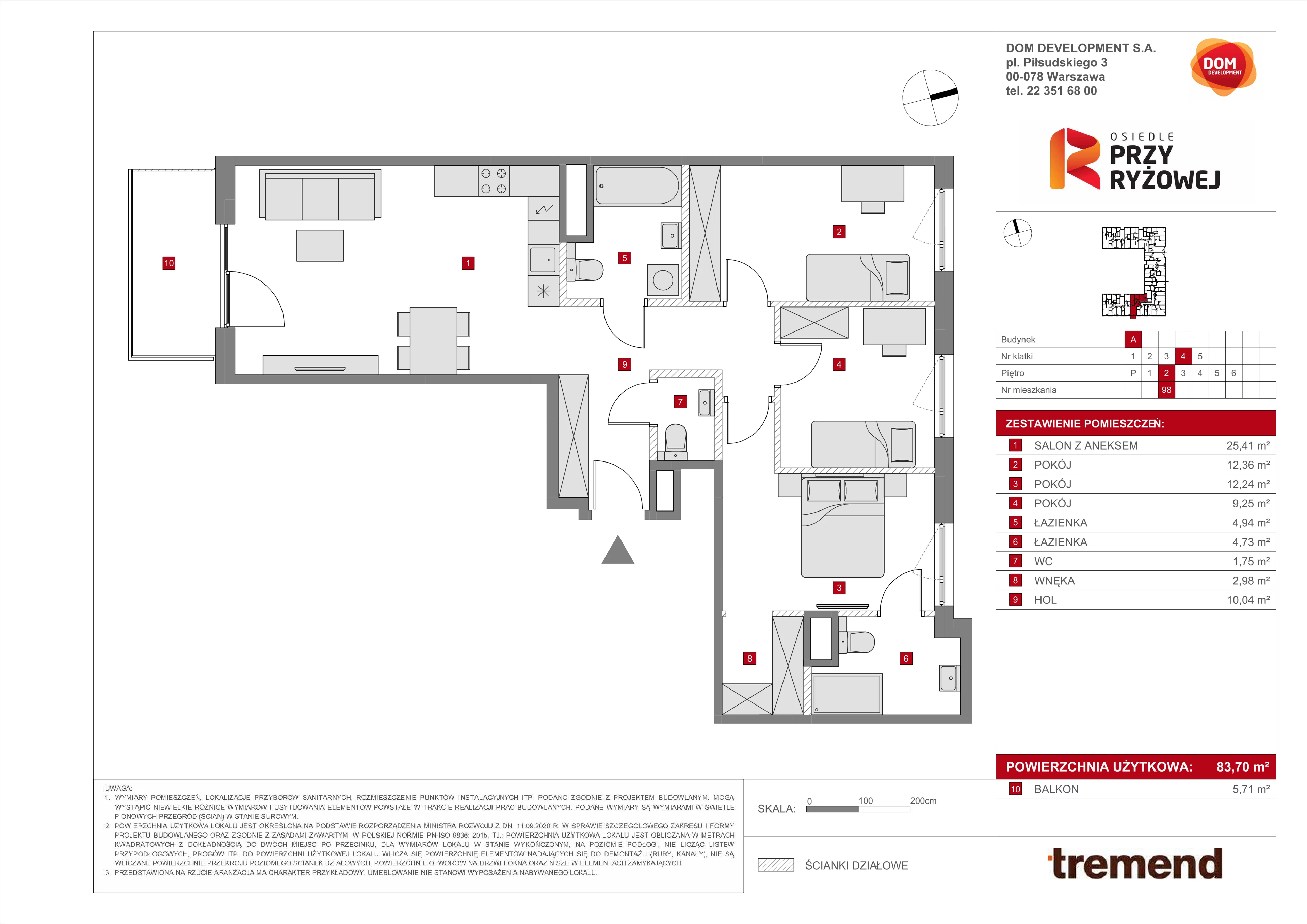 Mieszkanie 83,70 m², piętro 2, oferta nr A/98, Osiedle przy Ryżowej, Warszawa, Ursus, Skorosze, ul. Ryżowa 62