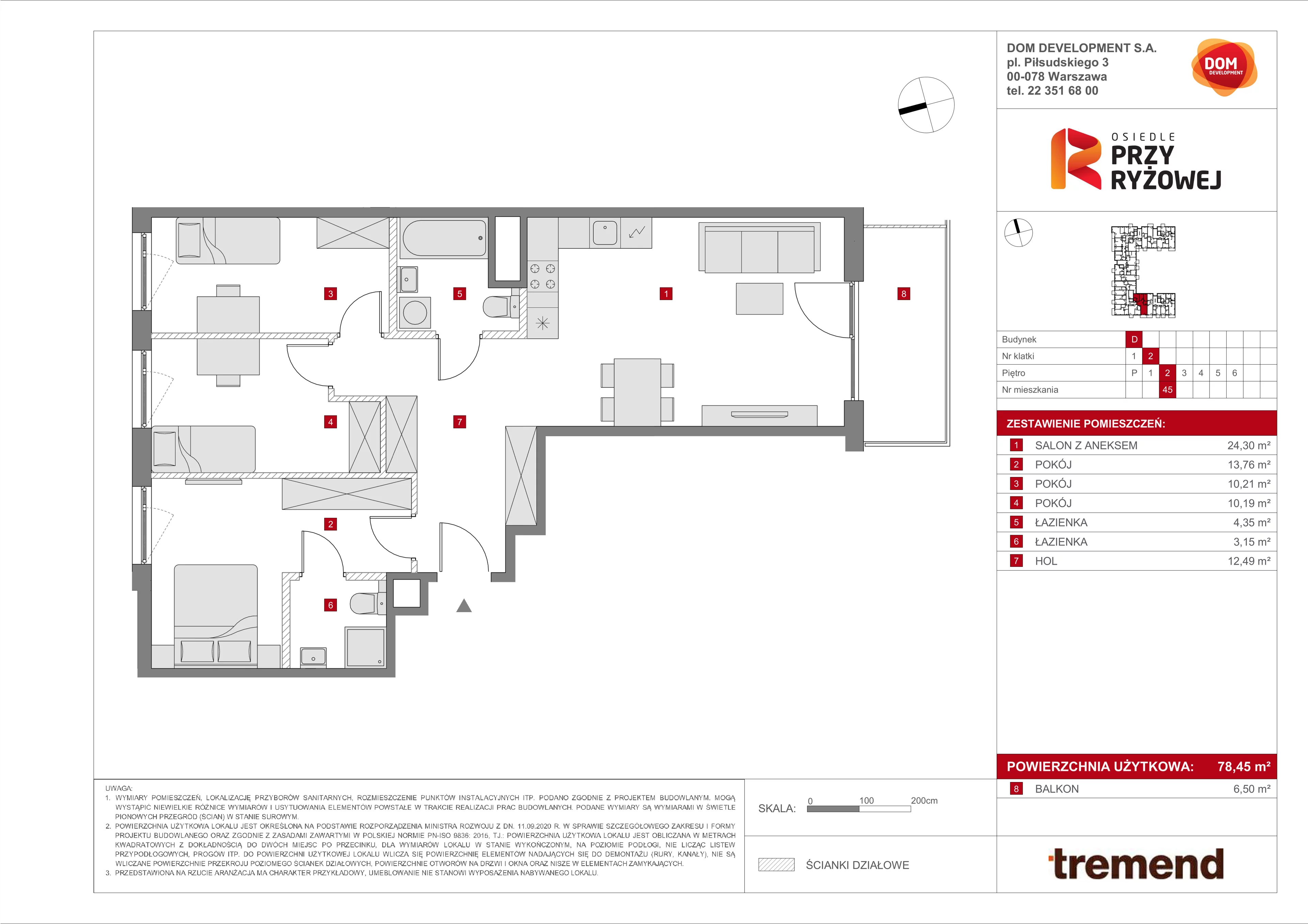 Mieszkanie 78,45 m², piętro 2, oferta nr D/45, Osiedle przy Ryżowej, Warszawa, Ursus, Skorosze, ul. Ryżowa 62-idx