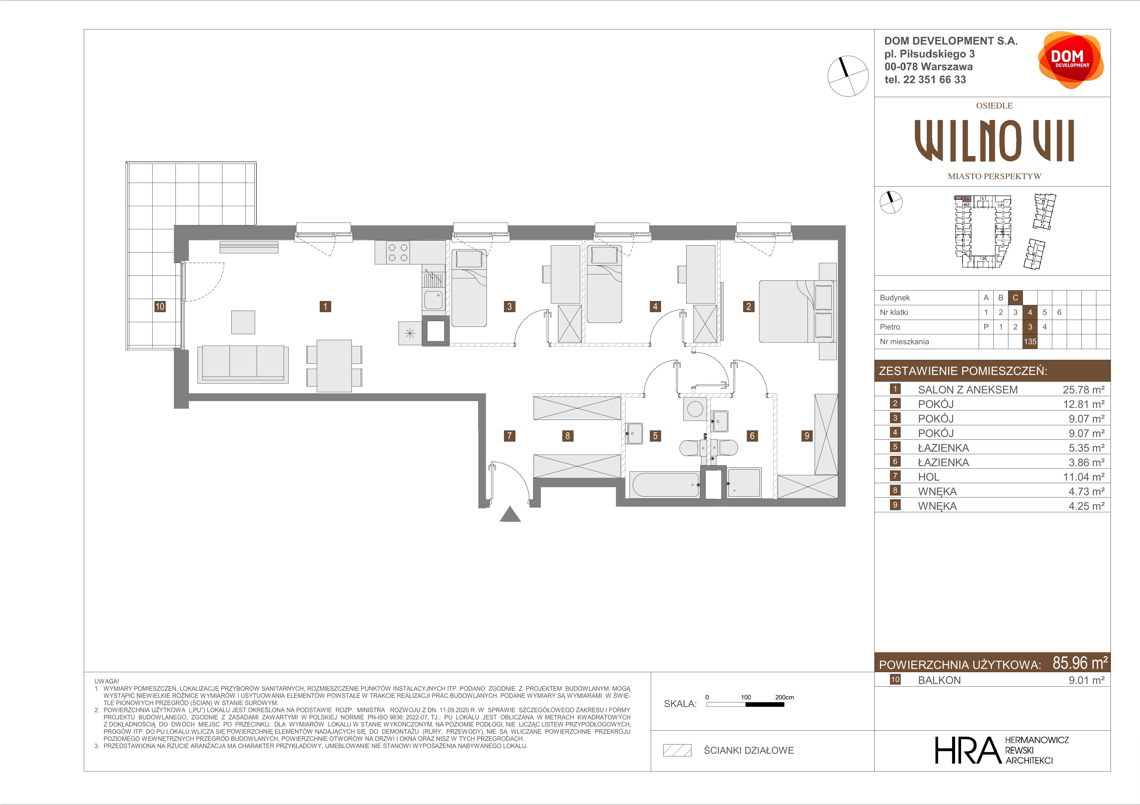 Mieszkanie 85,96 m², piętro 3, oferta nr C/135, Osiedle Wilno 7, Warszawa, Targówek, Elsnerów, ul. Janowiecka