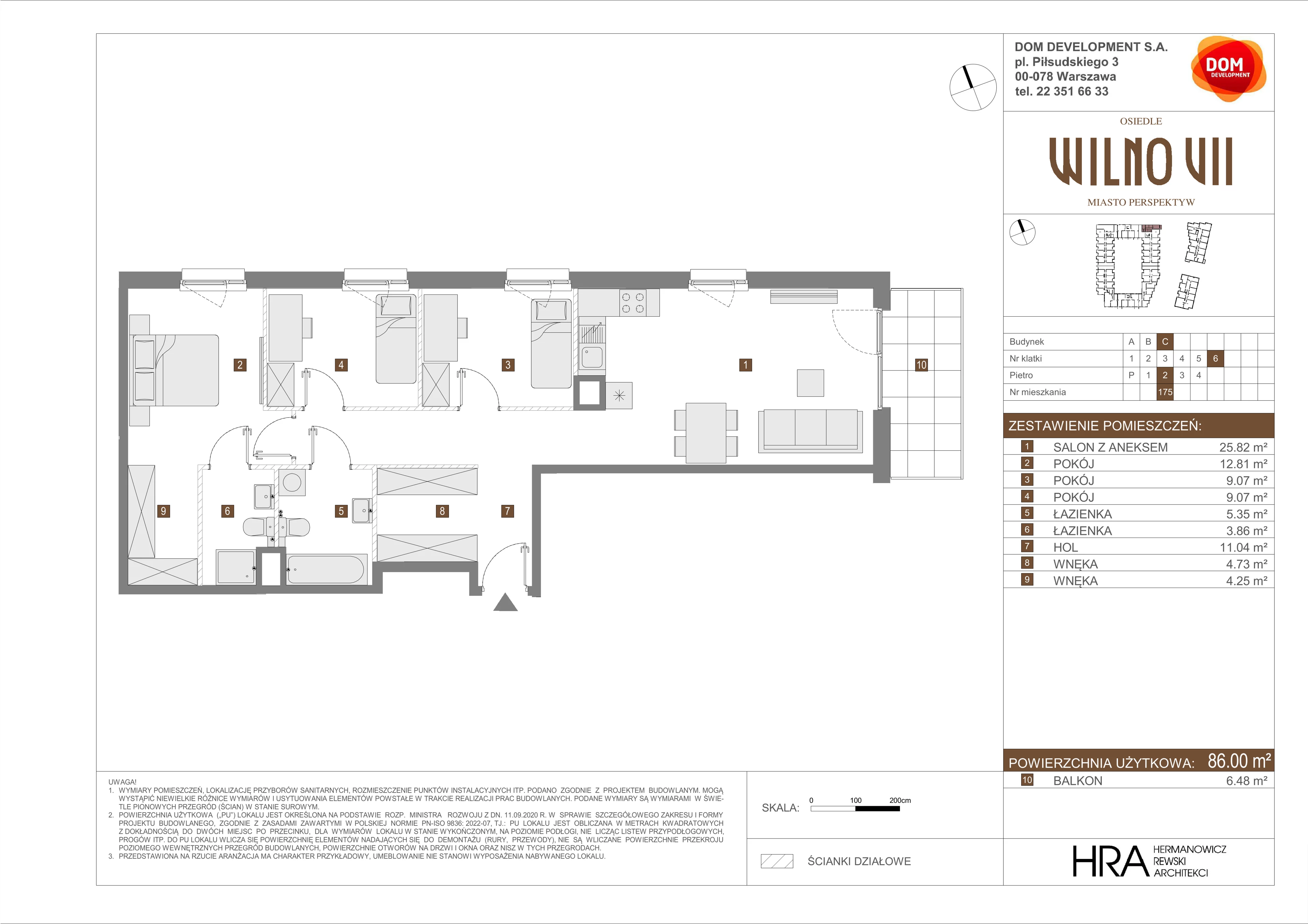 Mieszkanie 86,00 m², piętro 2, oferta nr C/175, Osiedle Wilno 7, Warszawa, Targówek, Elsnerów, ul. Janowiecka