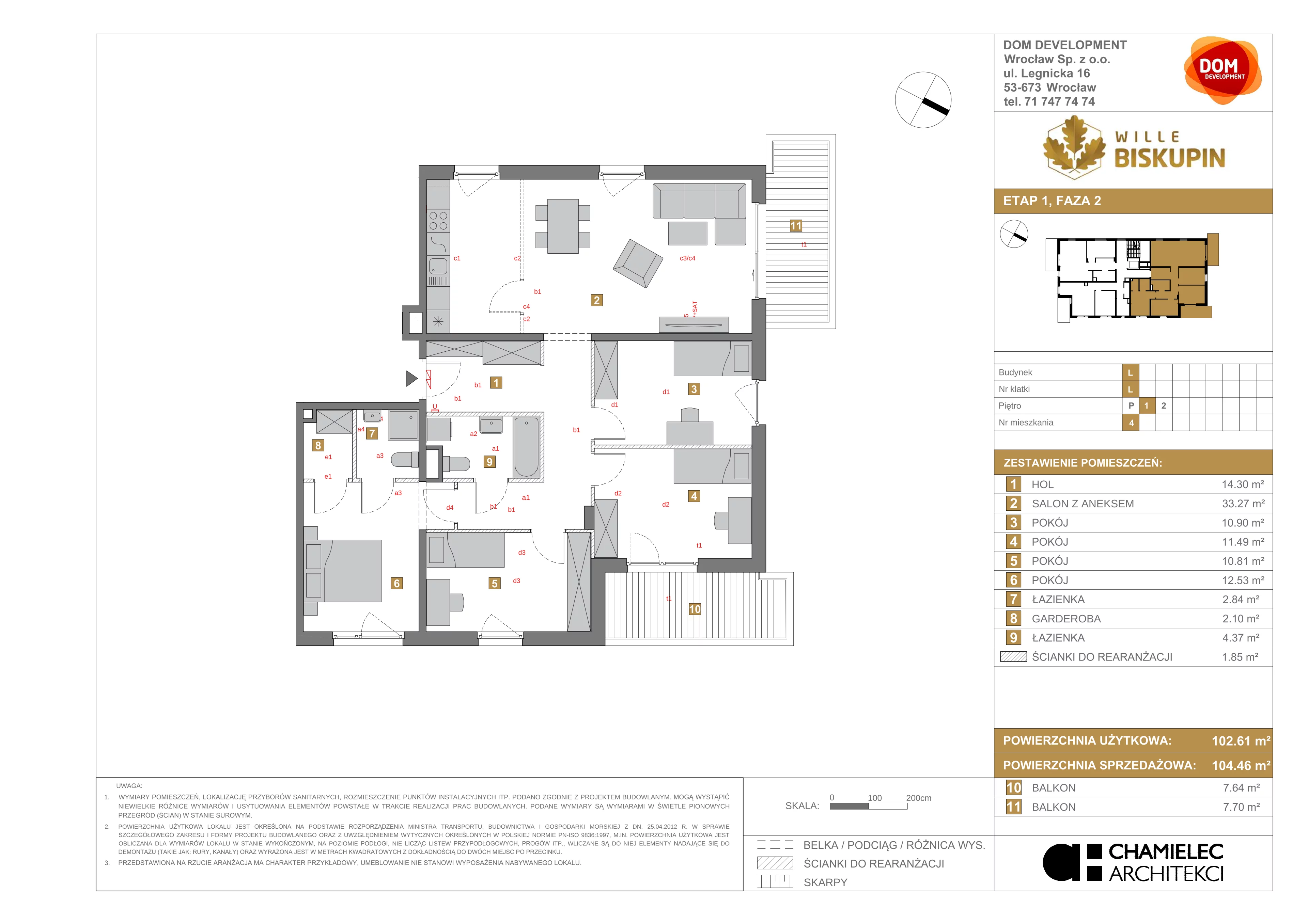 5 pokoi, mieszkanie 104,46 m², piętro 1, oferta nr L/4, Wille Biskupin, Wrocław, Biskupin-Sępolno-Dąbie-Bartoszowice, Śródmieście, ul. Braci Gierymskich 156