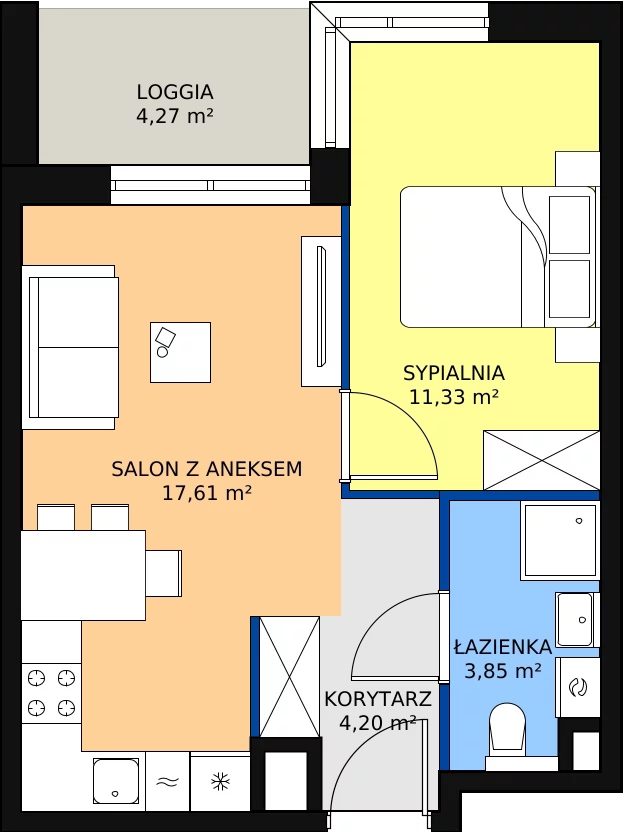 Zalety mieszkania 36.99 m², A/22