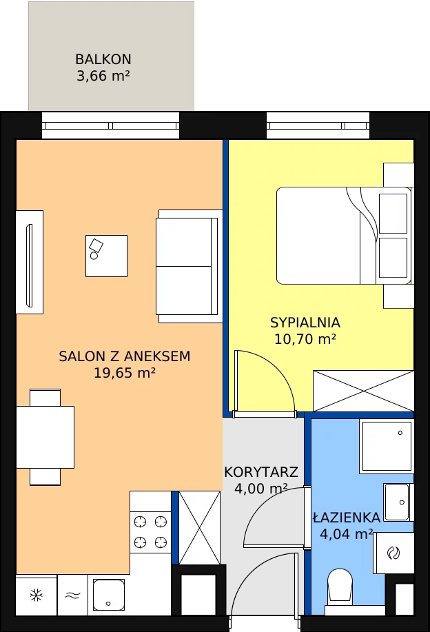 Zalety mieszkania 38.39 m², A/27