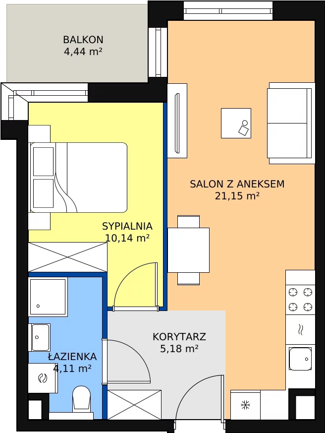 Zalety mieszkania 40.58 m², A/35