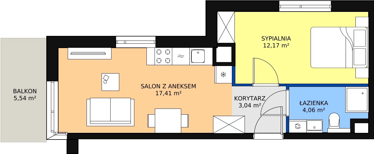 Zalety mieszkania 36.68 m², A/37