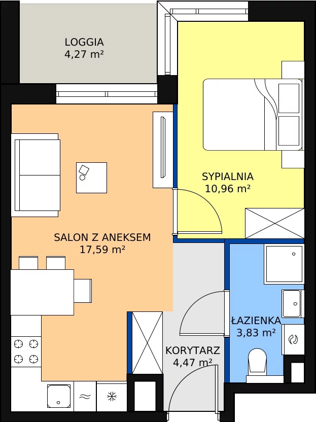 Zalety mieszkania 36.85 m², A/55