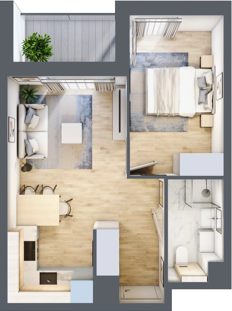2 pokoje, mieszkanie 36,85 m², piętro 4, oferta nr A/55, Osiedle Wilno 7, Warszawa, Targówek, Elsnerów, ul. Janowiecka