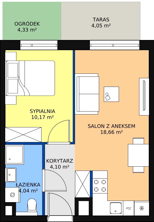 Zalety mieszkania 36.97 m², B/2