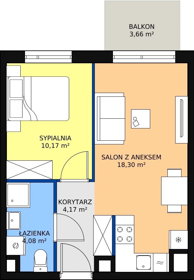 Zalety mieszkania 36.72 m², B/8