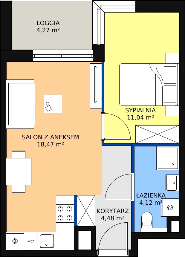 Zalety mieszkania 38.11 m², B/13