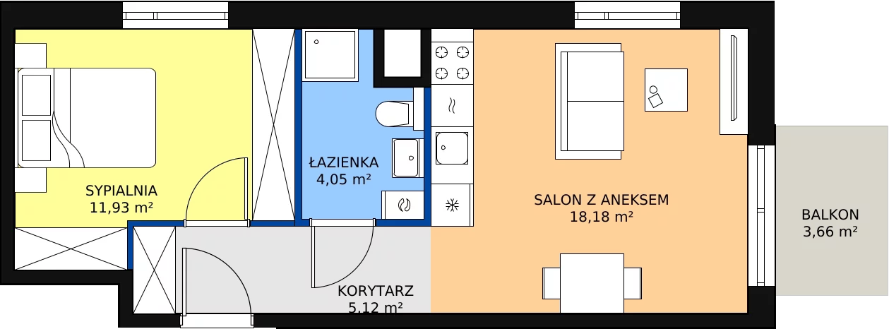 Zalety mieszkania 39.28 m², B/16