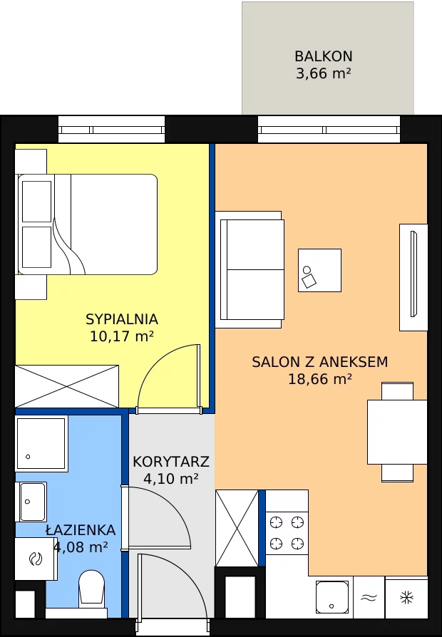 Zalety mieszkania 37.01 m², B/18