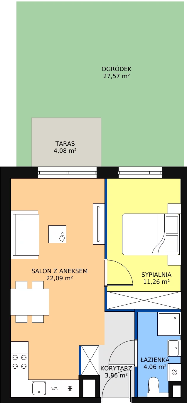 Zalety mieszkania 41.27 m², C/59