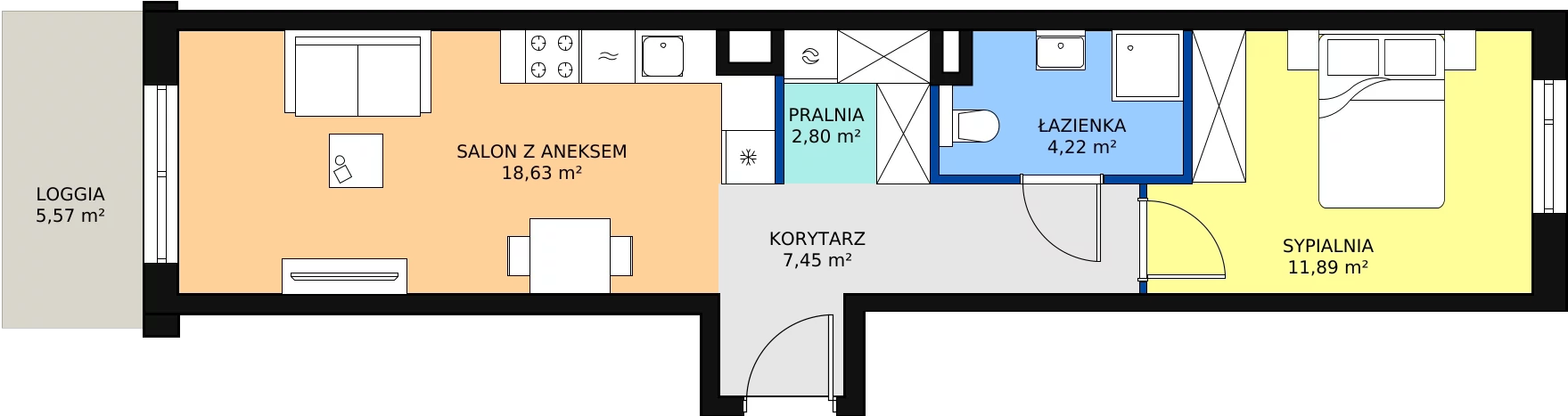 Zalety mieszkania 45 m², C/67
