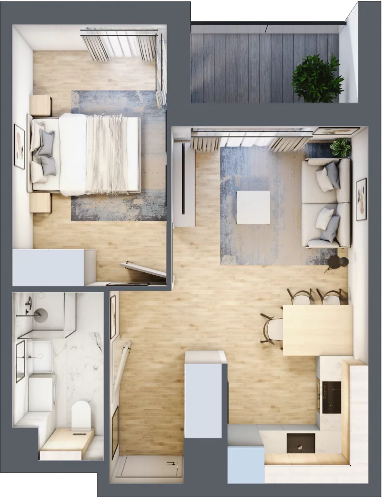 2 pokoje, mieszkanie 35,62 m², piętro 2, oferta nr C/80, Osiedle Wilno 7, Warszawa, Targówek, Elsnerów, ul. Janowiecka