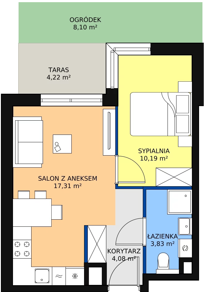 Zalety mieszkania 35.4 m², C/95