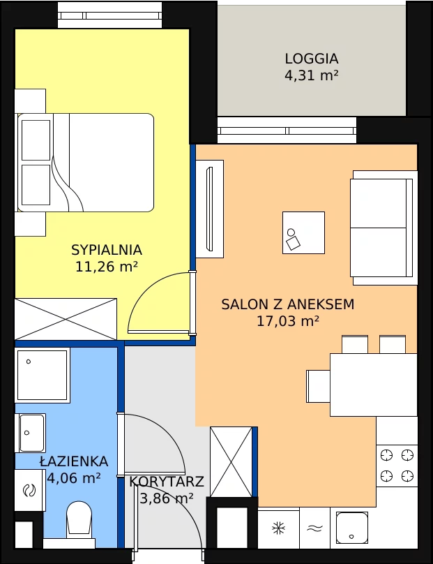 Zalety mieszkania 36.21 m², C/105