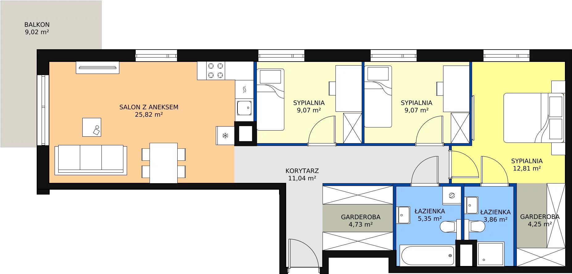 Zalety mieszkania 86 m², C/112