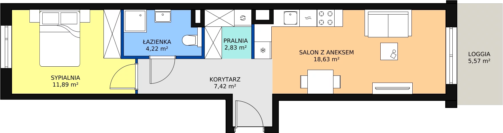 Zalety mieszkania 44.99 m², C/118