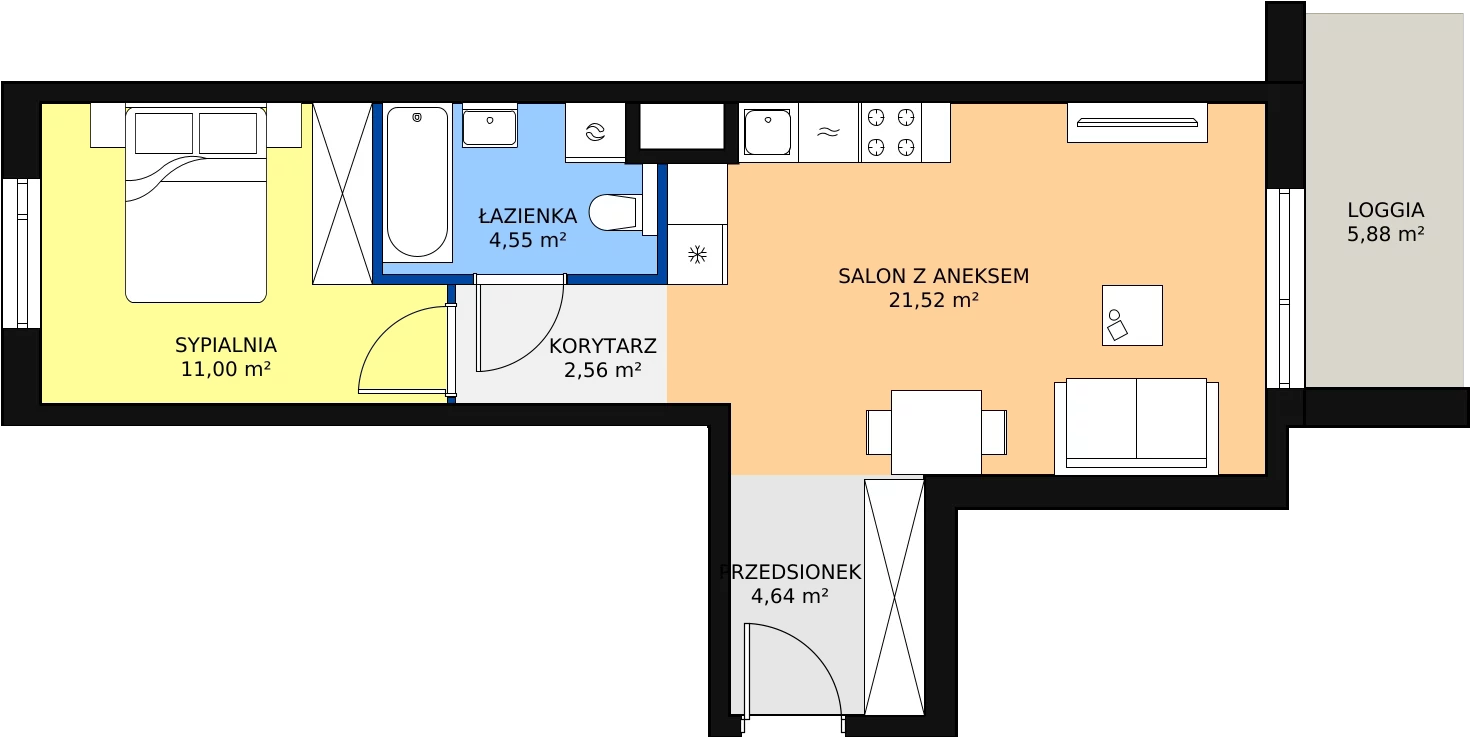 Zalety mieszkania 44.27 m², C/136