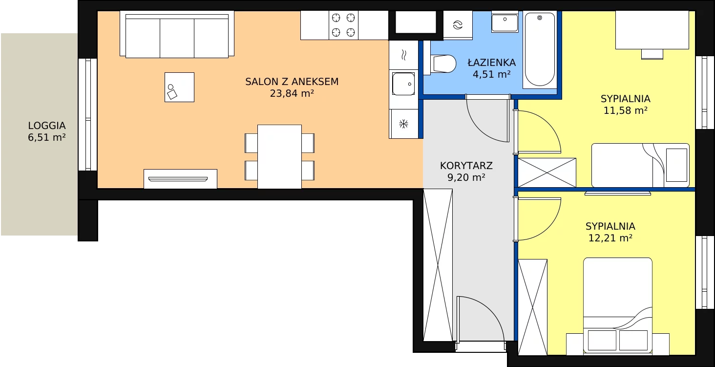 Zalety mieszkania 61.34 m², C/151