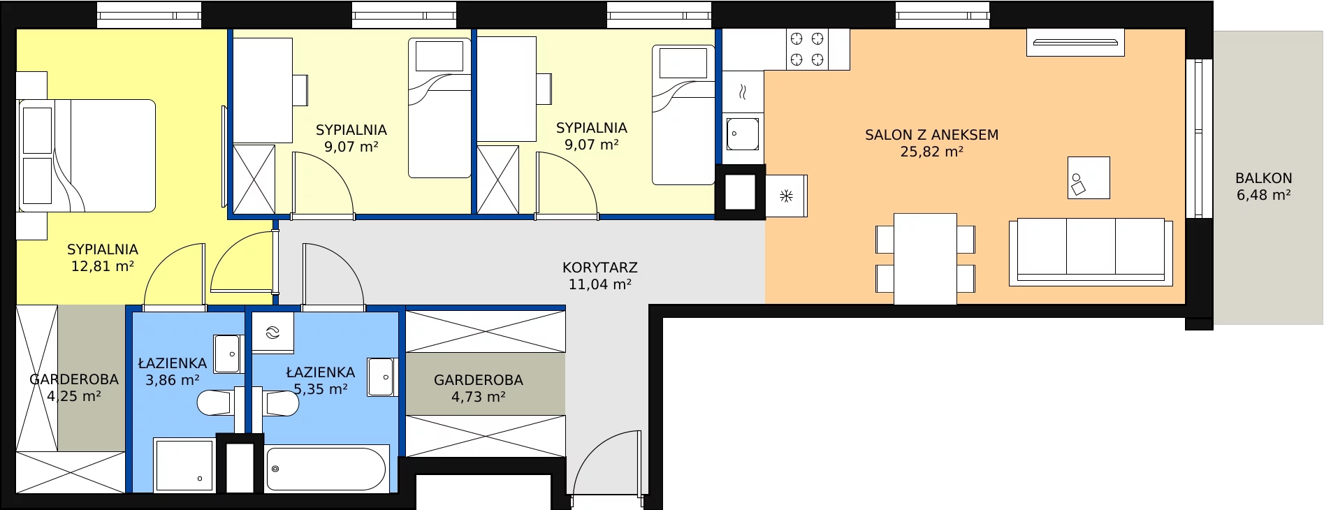 Zalety mieszkania 86 m², C/187