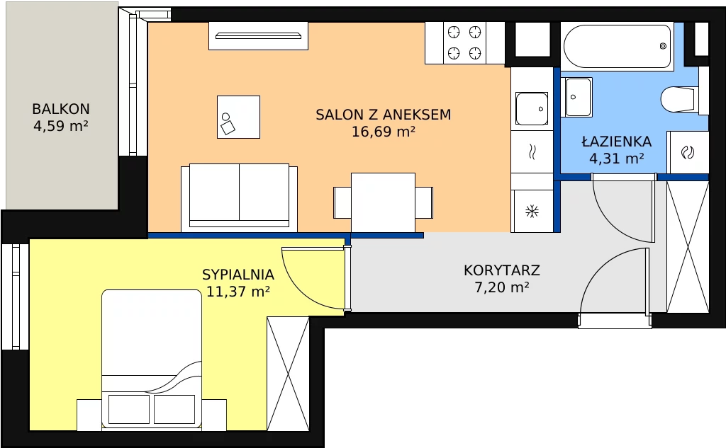 Zalety mieszkania 39.57 m², C/15
